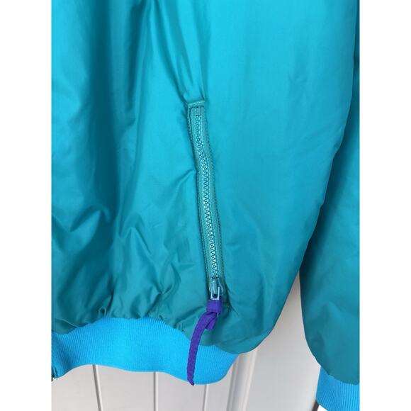 Vintage Columbia Womens Reversible Bomber Jacket Large Blue Purple Full Zip 90s - Picture 3 of 12